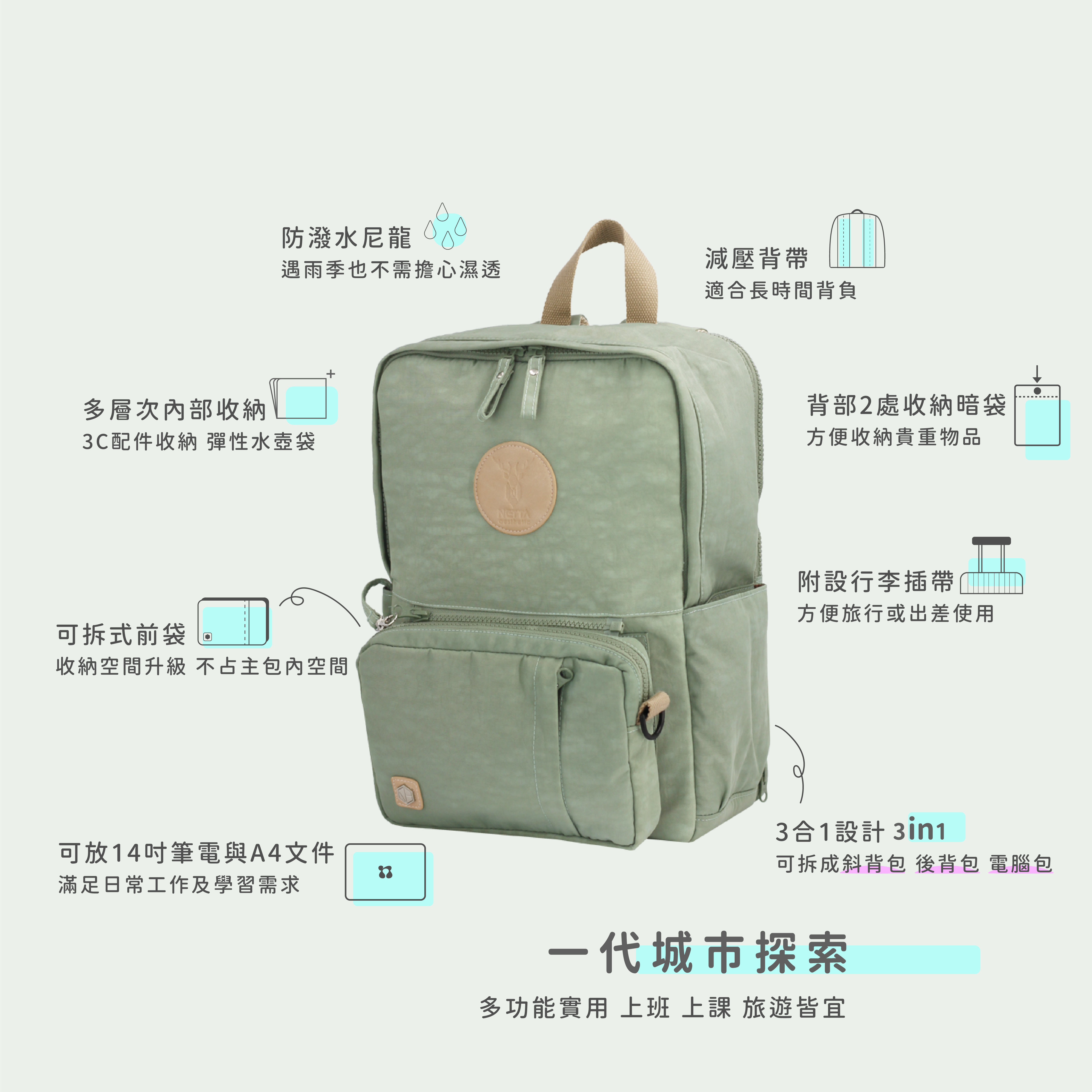 城市探索系列_一代城市探索後背包(草綠)